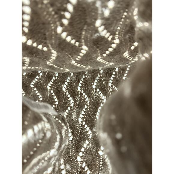 Ann Taylor Loft Angora Blend Wool Cotton Open Knit Pointelle Sweater Women’s Med - Picture 5 of 9